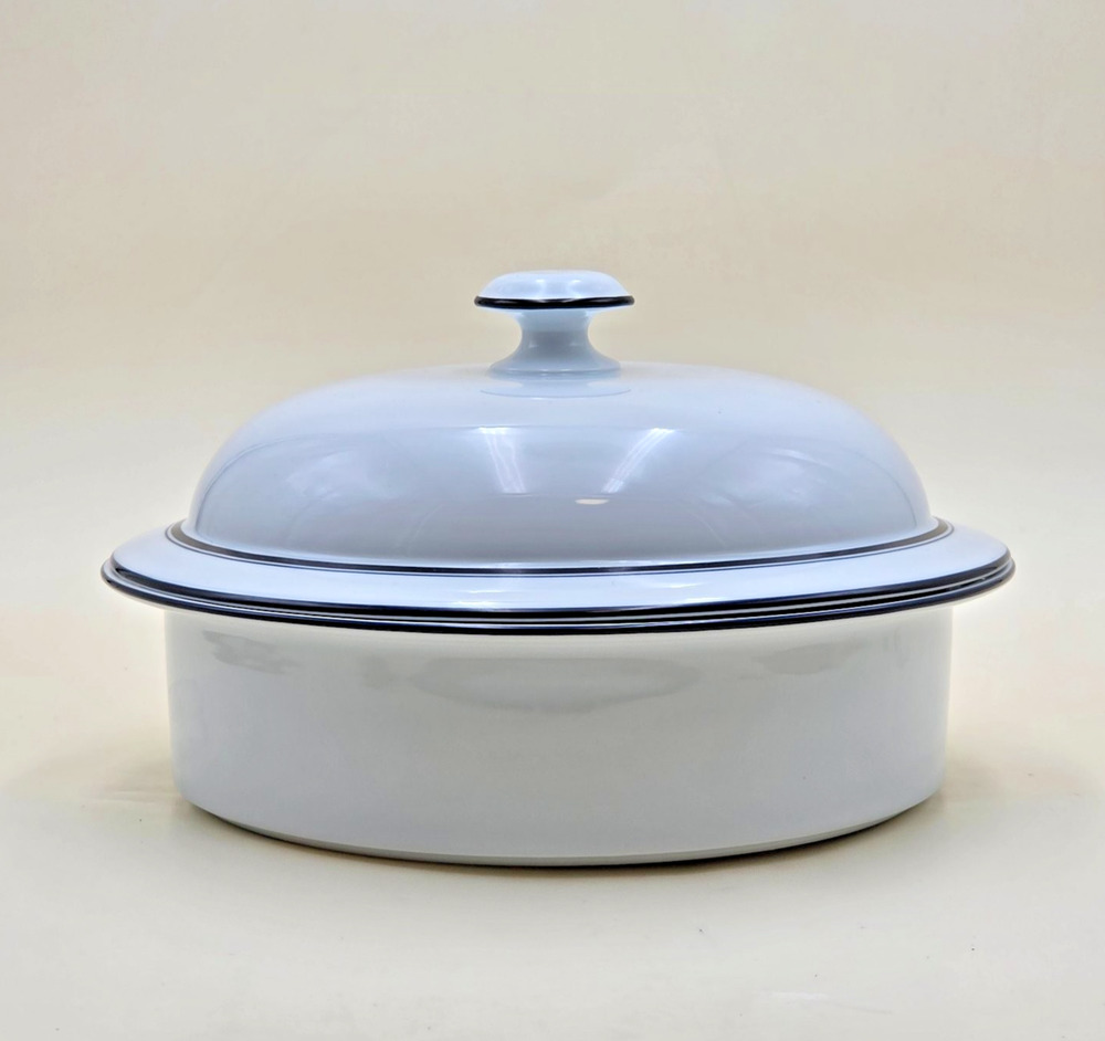 Dansk Bistro Christianshavn Blue Covered Casserole Dish 11.25" Porcelain W/ Lid